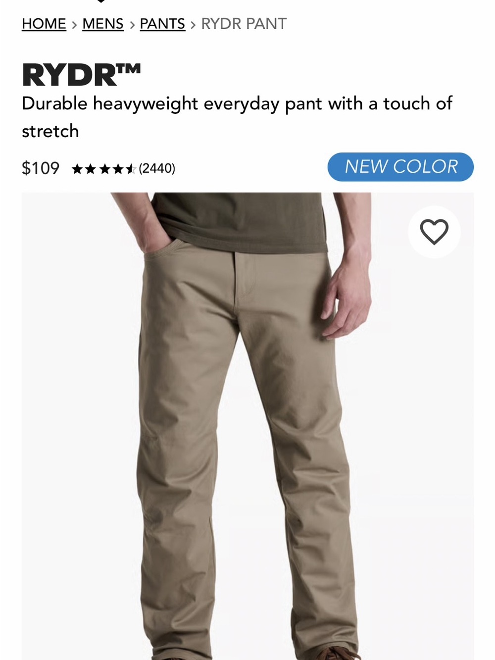 Kuhl Men's Chinos in Light Khaki